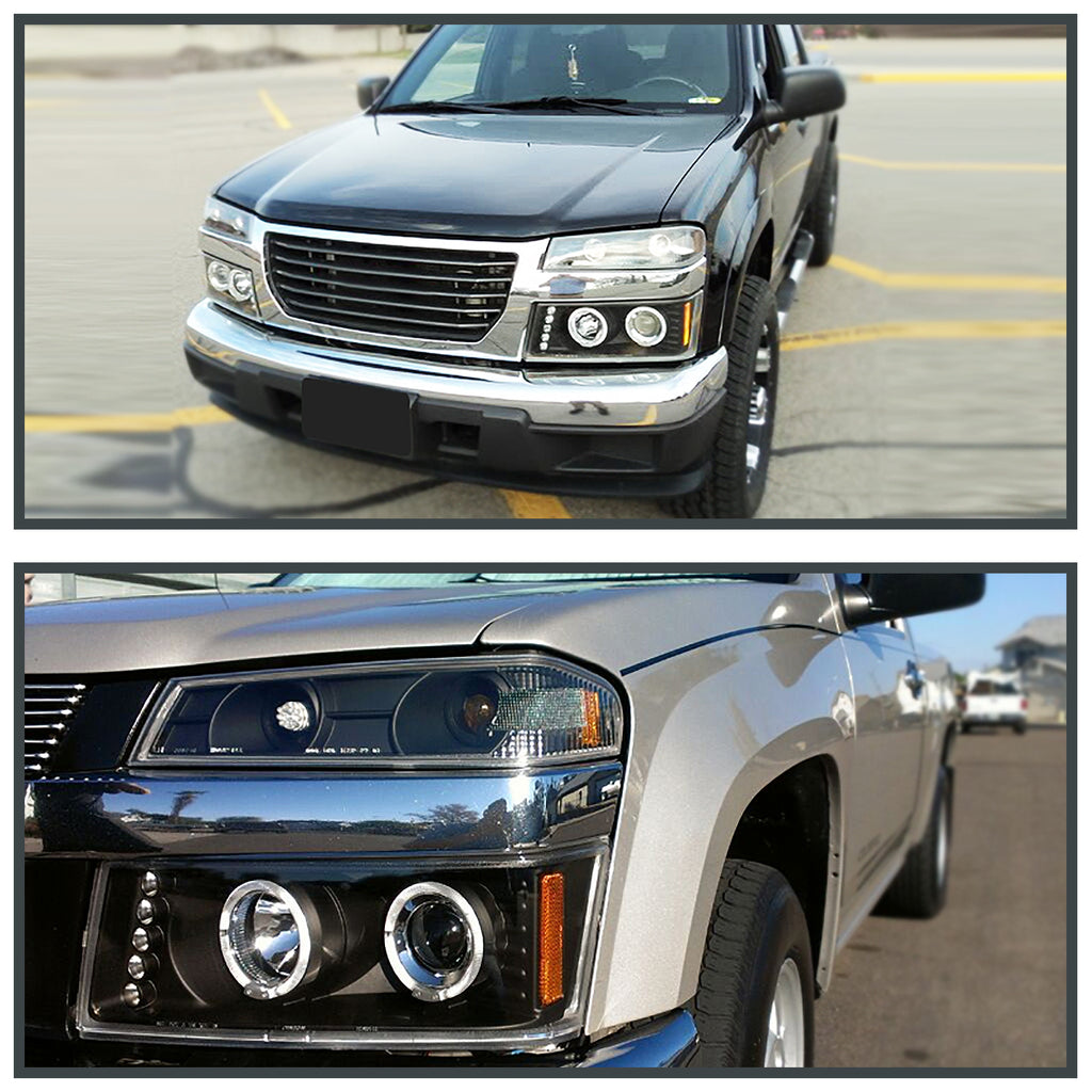 Black Housing Clear Lens LED Halo Projector Headlights, L/R Pair B37791