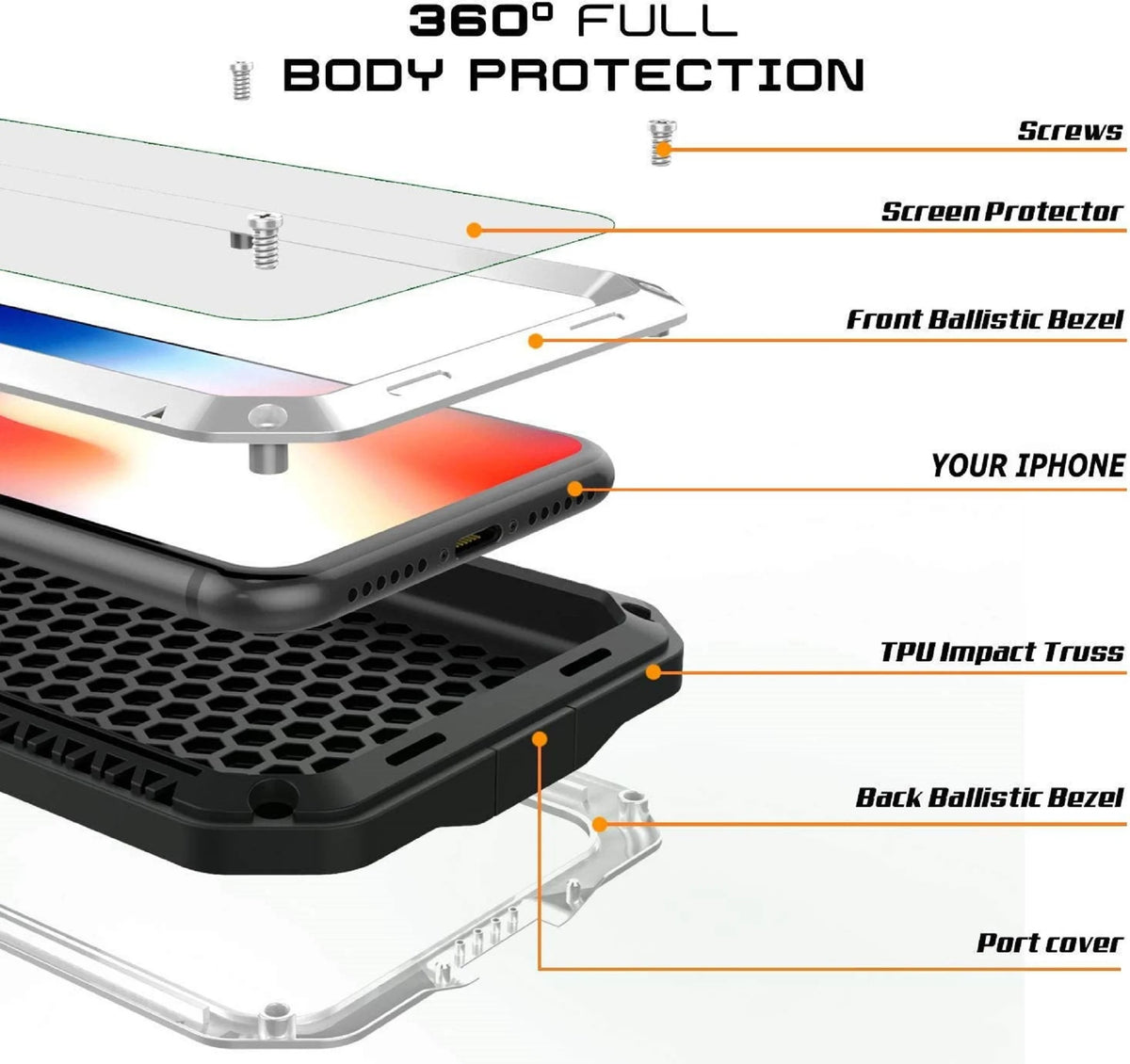 Heavy Duty Shockproof Aluminum Metal Case for iPhone 6 Plus J6616