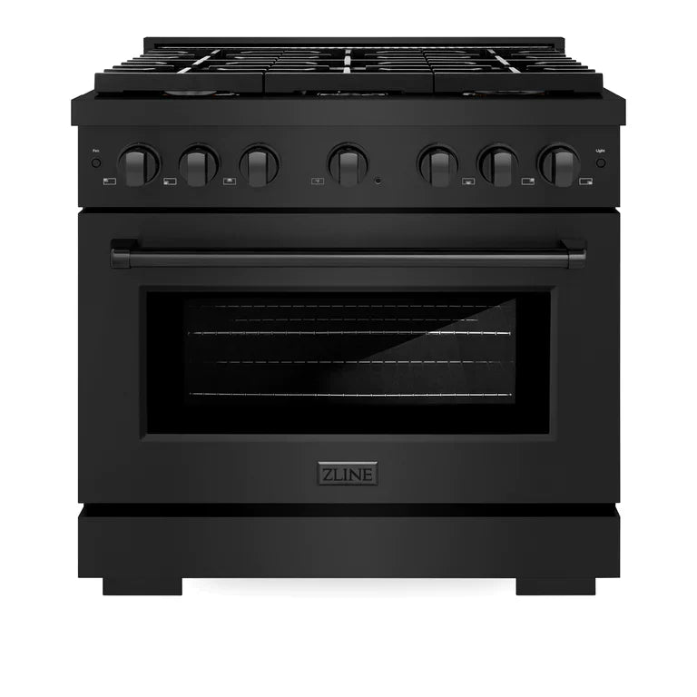 36 5.2 cu. ft. Gas Range with Convection Oven and 6 Brass Burners in Black Stainless Steel P7034