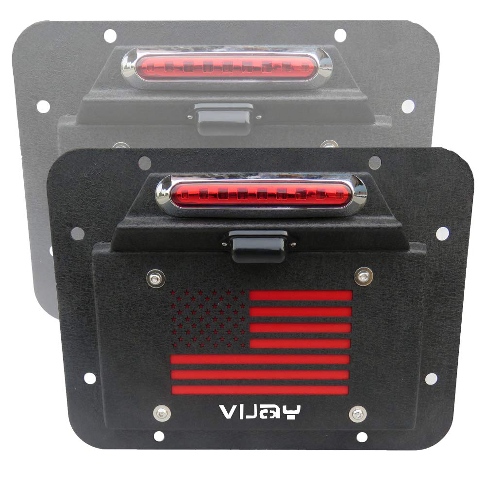 Spare Tire Delete License Plate Relocation Kit with Plate Light and Third Brake Light for Wrangler JK JKU Pack of 2 T94462