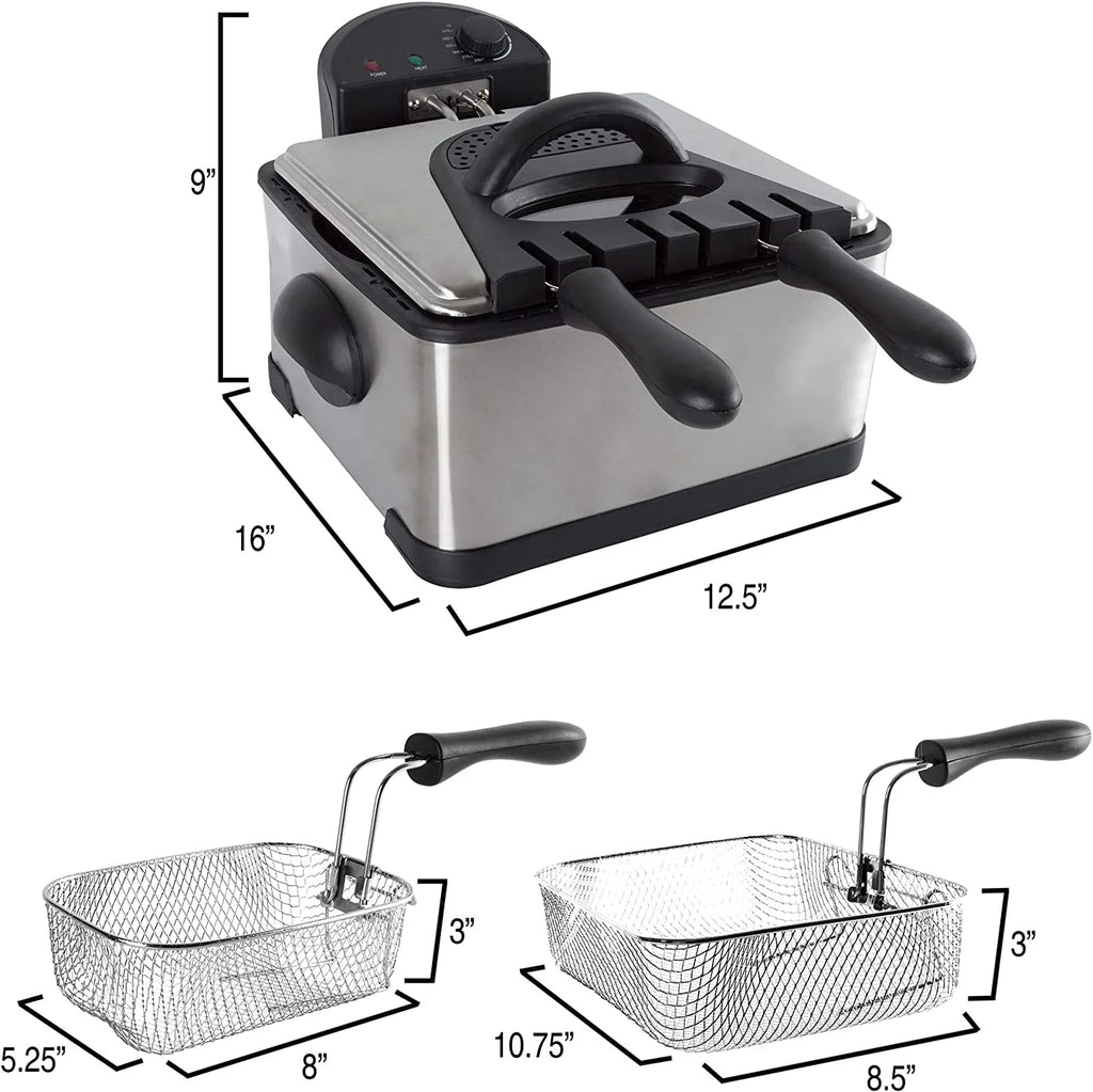 4-Liter Electric Deep Fryer with 1 Large Basket and 2 Small S548035