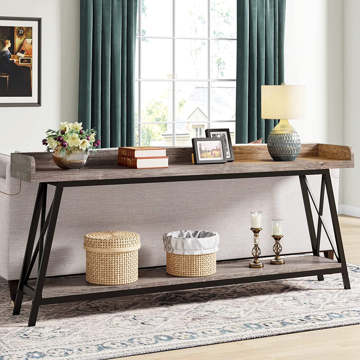 70.9 Inch Industrial Console Table Grey T265