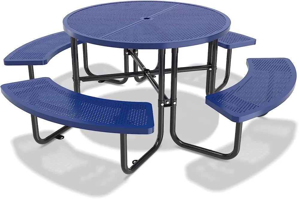 46'' Steel Round Picnic Table with Umbrella Hole Z6466