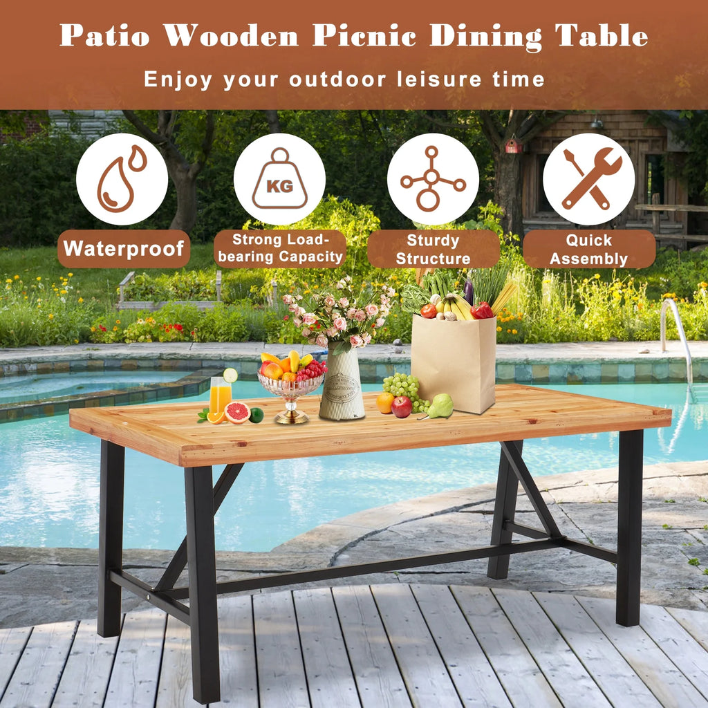Wooden Picnic Table with Iron Legs A21273