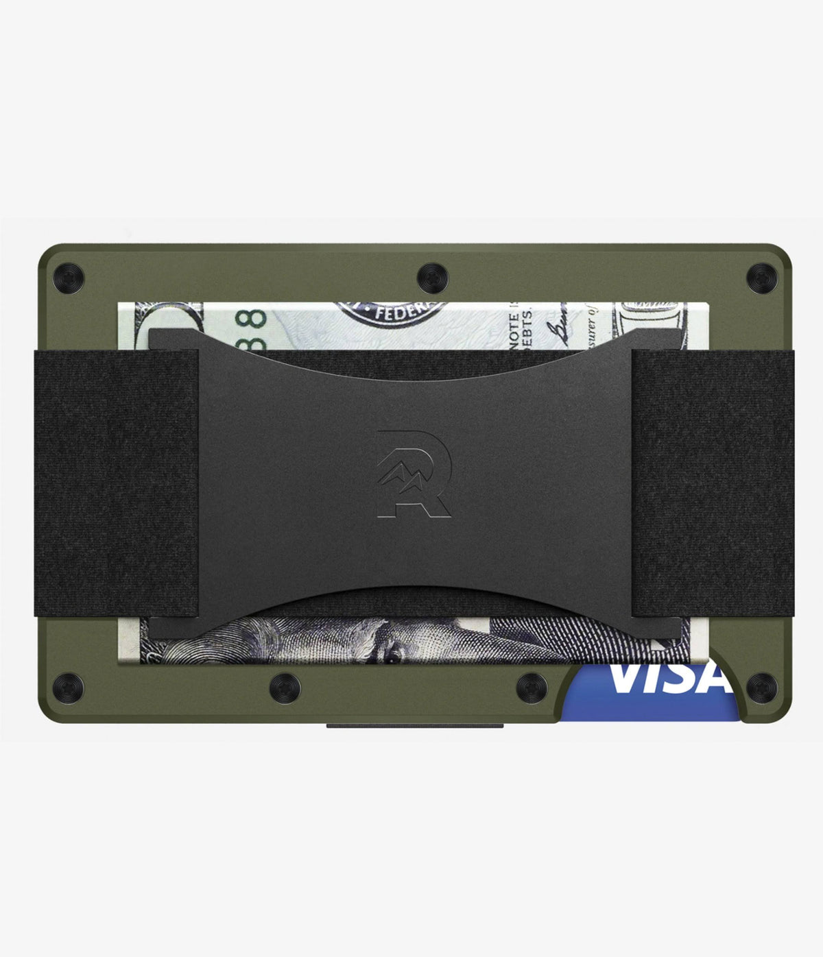 Matte Olive Aluminum Cash Strap Wallet U6786