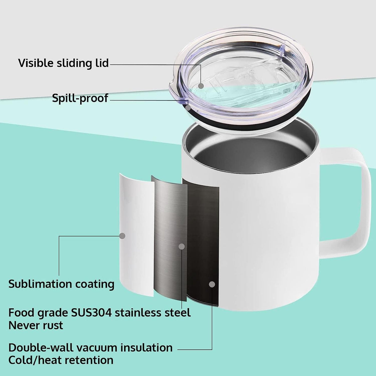 12 Oz Stainless Steel Double Wall Insulated Mug Set, 4 Pack S730721