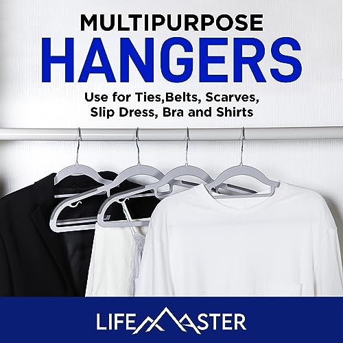 80 Pieces Black Clothes Hanger Set with 360° Swivel Hook and Non-Slip Rubber Design O450589