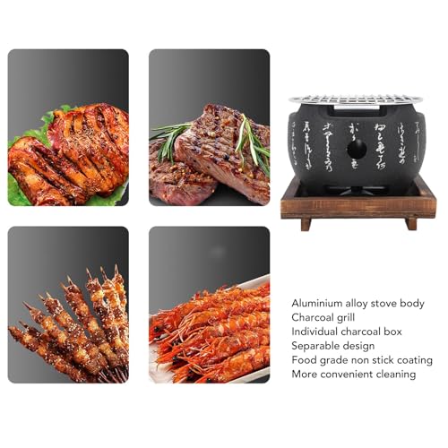 Mini Portable Round Aluminum Alloy Charcoal Hibachi Grill W27296