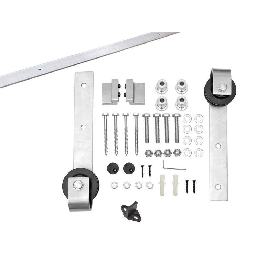24 in. x 84 in. Brown Solid Knotty Pine Wood Interior Sliding Barn Door with Hardware Kit P49170