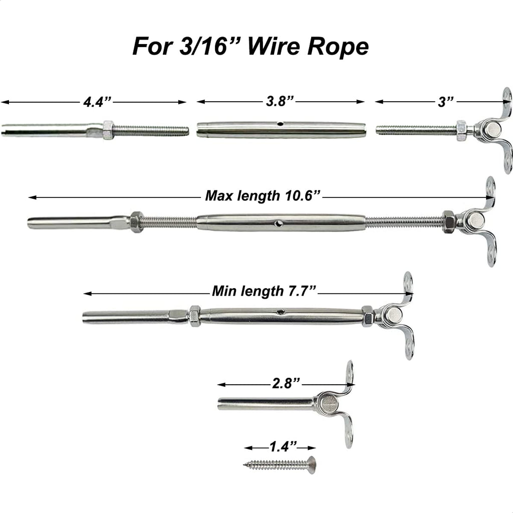 3/16 Cable Railing Hardware Kit T316 Marine Grade J63444