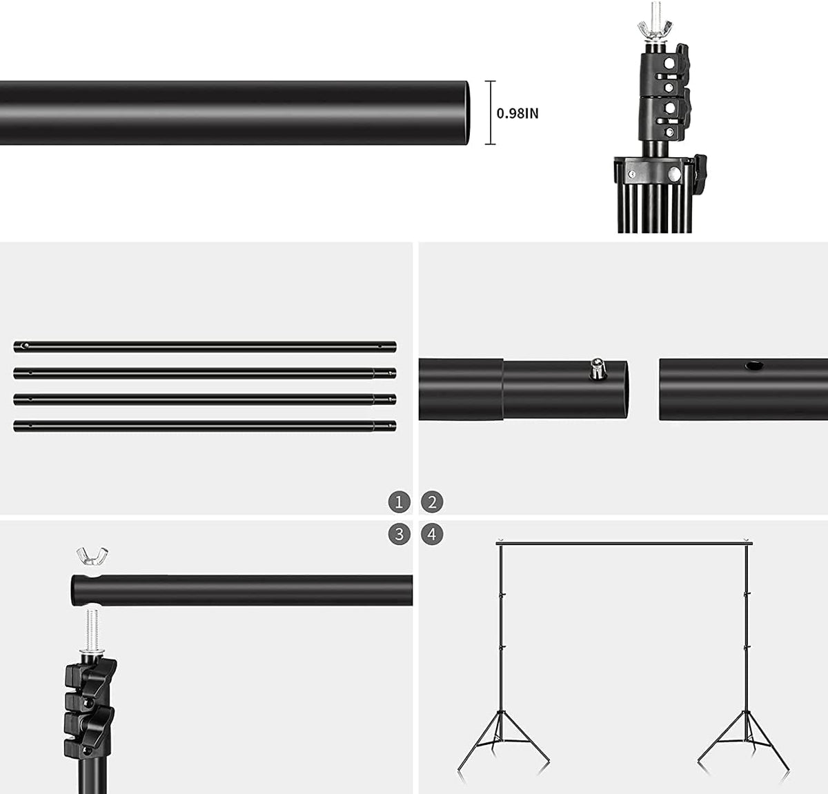Adjustable Photography Backdrop Stand with Carrying Bag V962