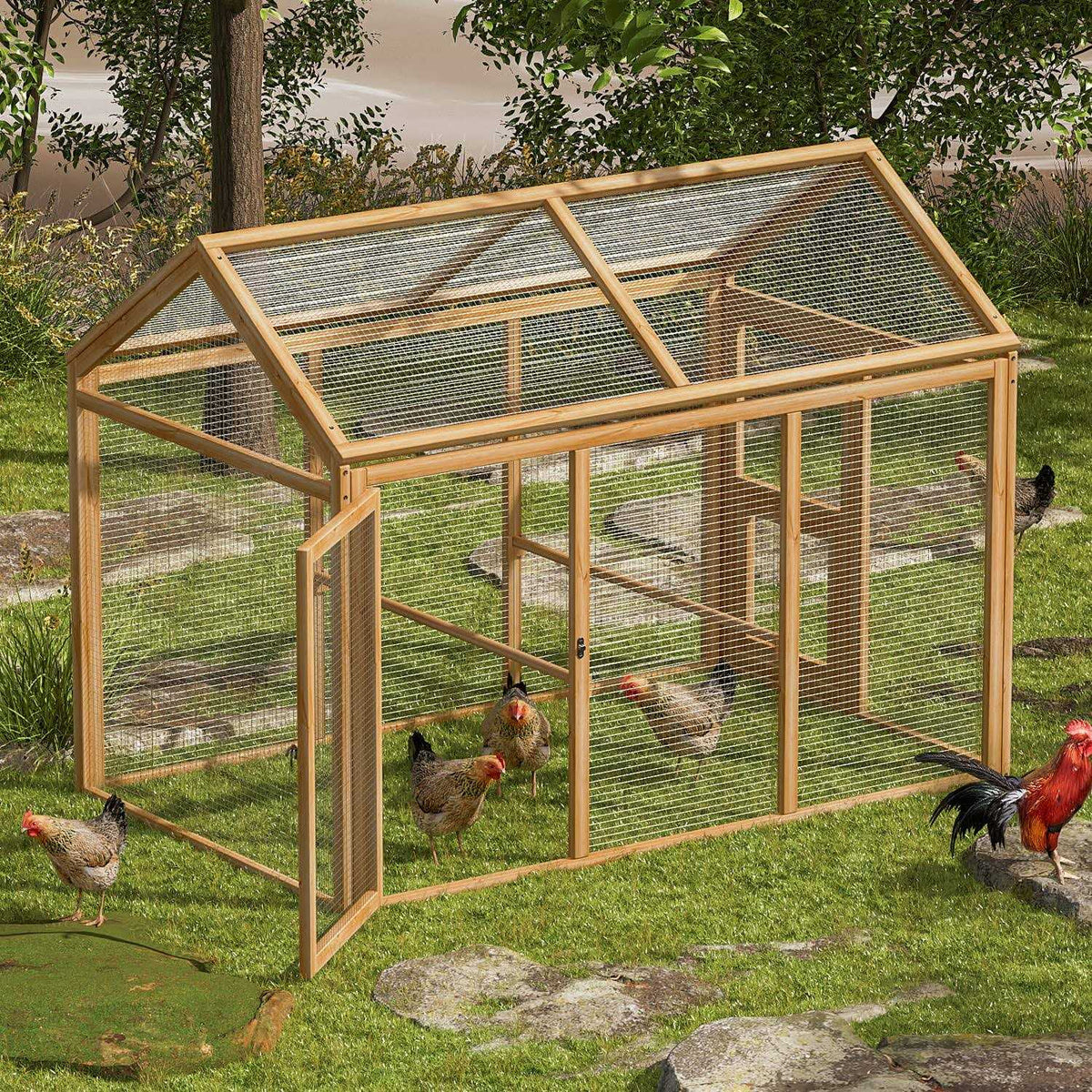 Large Outdoor Chicken Coop with Roosting Rods W478