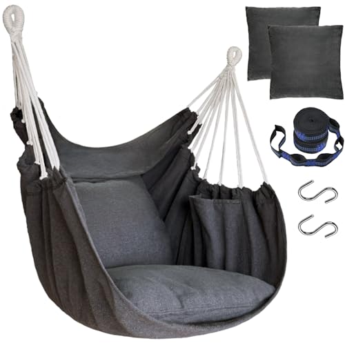 Hanging Cotton Hammock Chair with 2 Cushions P56130