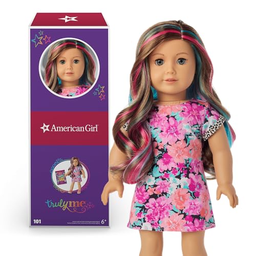 18-inch Doll with Gray Eyes, Caramel Hair, Dress W328056