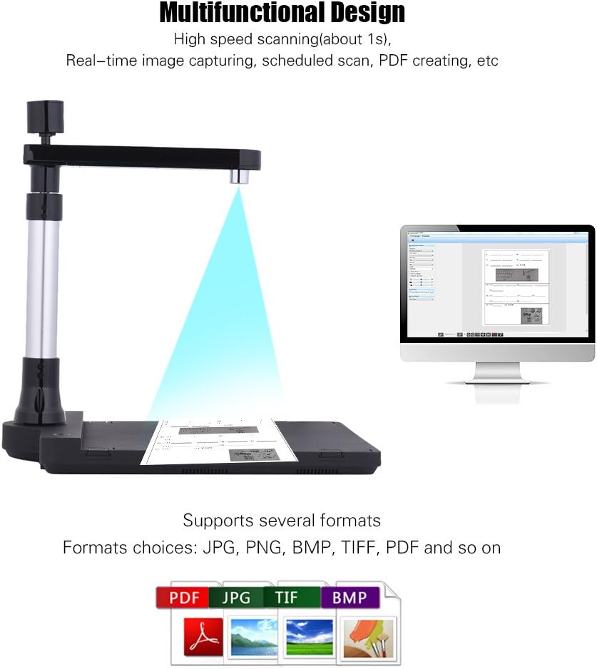 Adjustable Dual Lens Document Scanner with OCR Function LED Light A93401