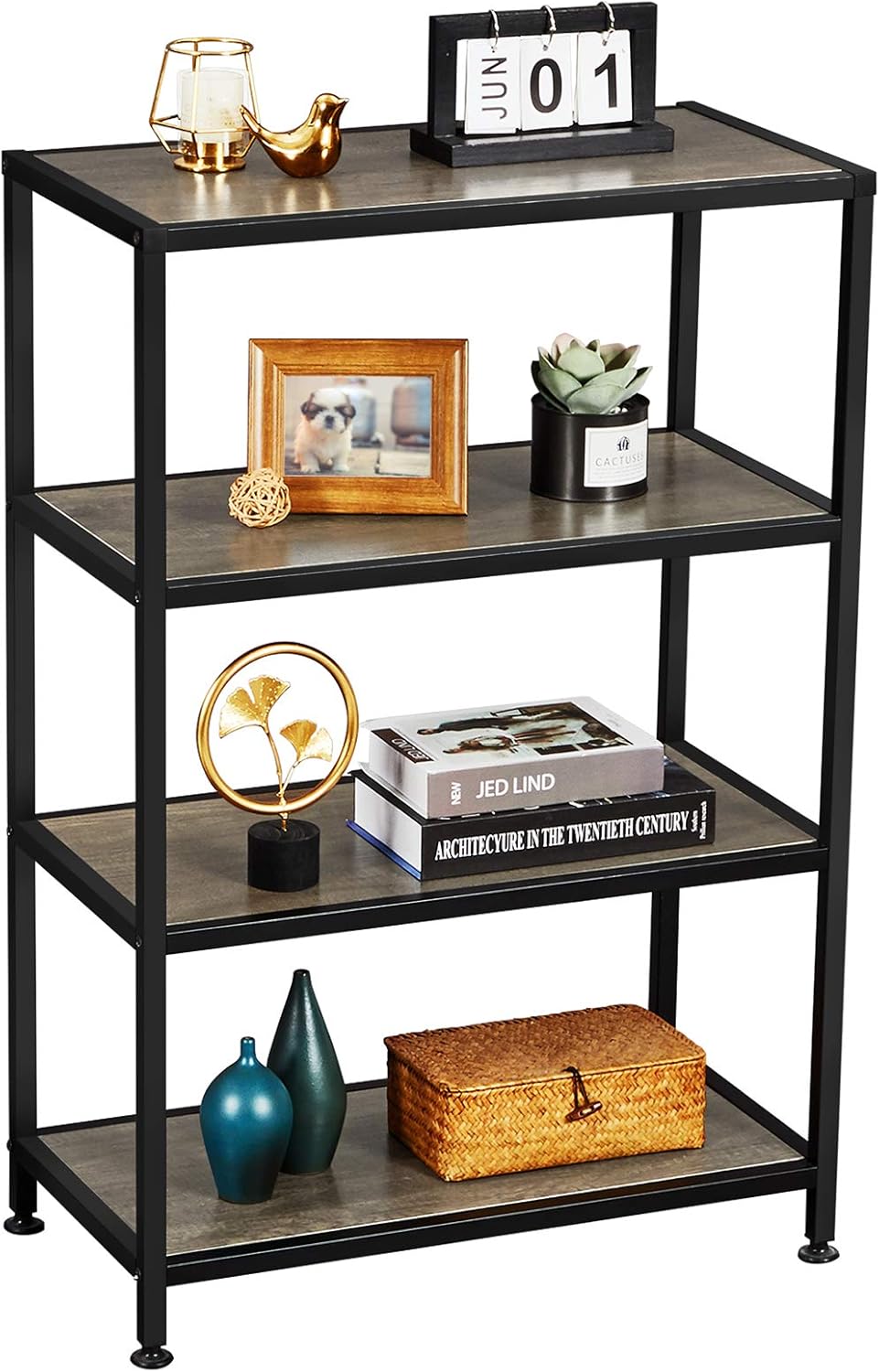 4 Tier Rustic Bookshelf Metal Frame X266524