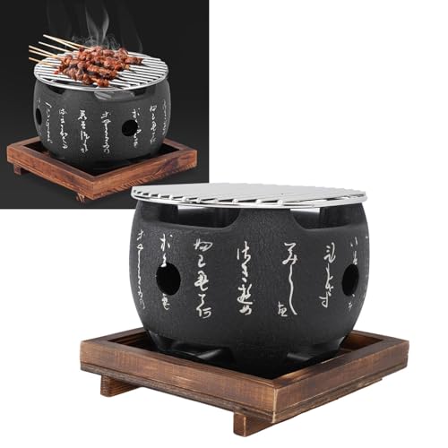 Mini Portable Round Aluminum Alloy Charcoal Hibachi Grill W27296