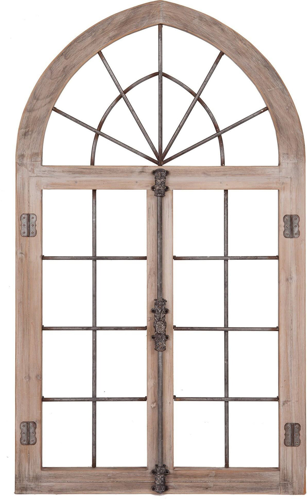 Distressed Gray Arched Cathedral Window Frame Wall Décor H81116