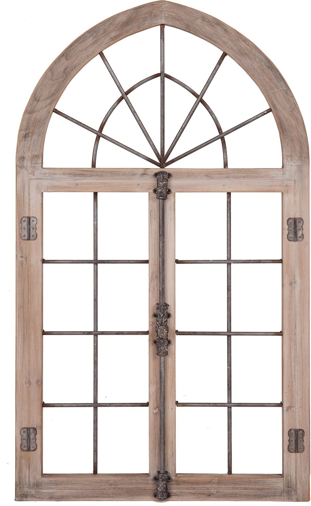Distressed Gray Arched Cathedral Window Frame Wall Décor H81116