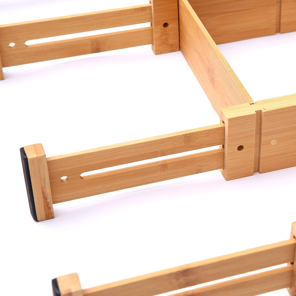 4 Pack Bamboo Drawer Dividers with 9 Inserts T32672