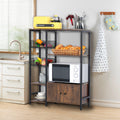 5-Tier Wood Brown Kitchen Bakers Rack with Cabinet R4535