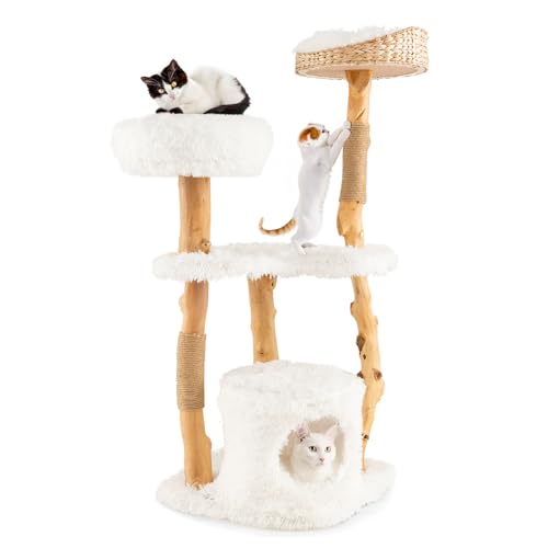Solid Wood Cat Tree with Scratching Posts (34 Inch) E800622