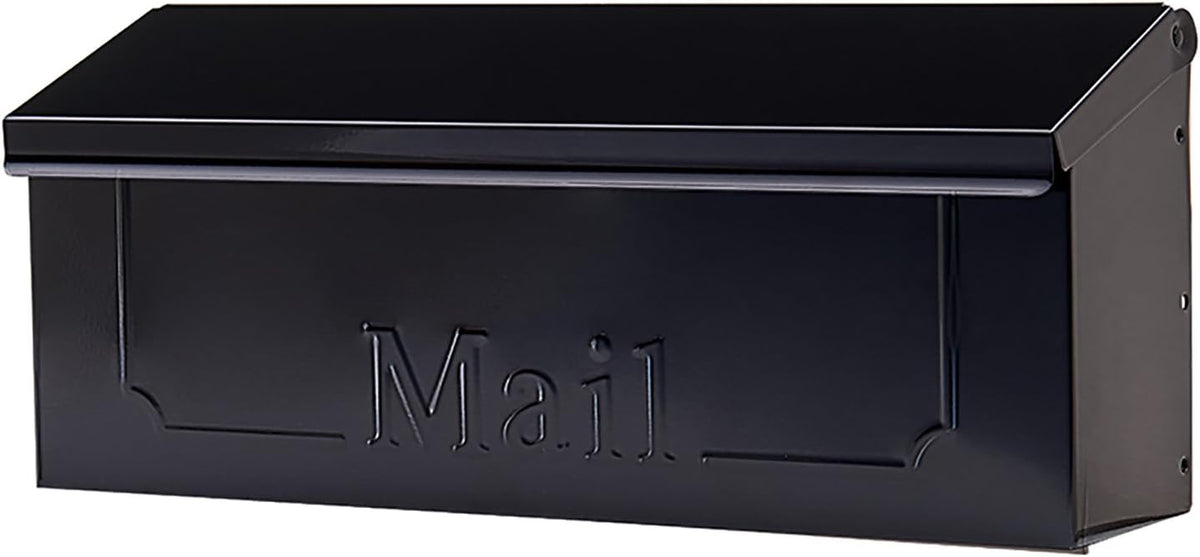 Black Wall-Mount Galvanized Steel Mailbox A888