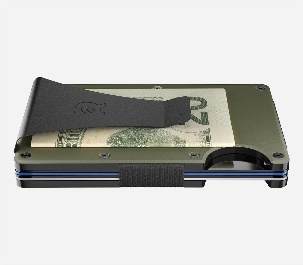 Matte Olive Aluminum Cash Strap Wallet U6786