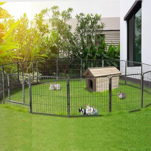 Silver Gray 8 Panels 32 inch Heavy Duty Folding Dog Playpen with Door Z388667