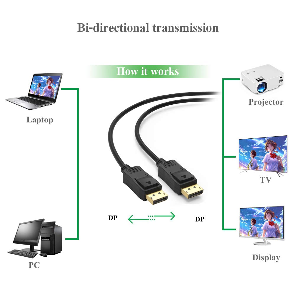 DisplayPort to DisplayPort Cable 6 feet 10-Pack X386