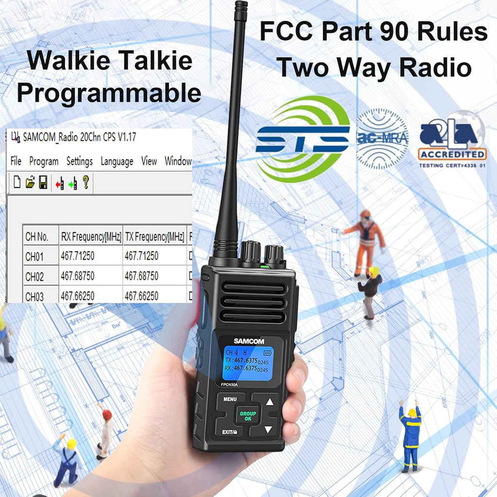 5 Watts UHF Programmable Handheld Two Way Radios 6 Packs Q6457