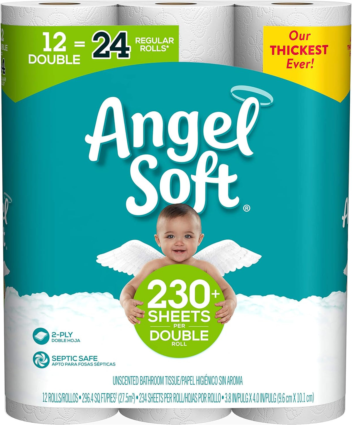 Toilet Paper, Double Rolls, 12 Count of 234 Sheets Per Roll A638
