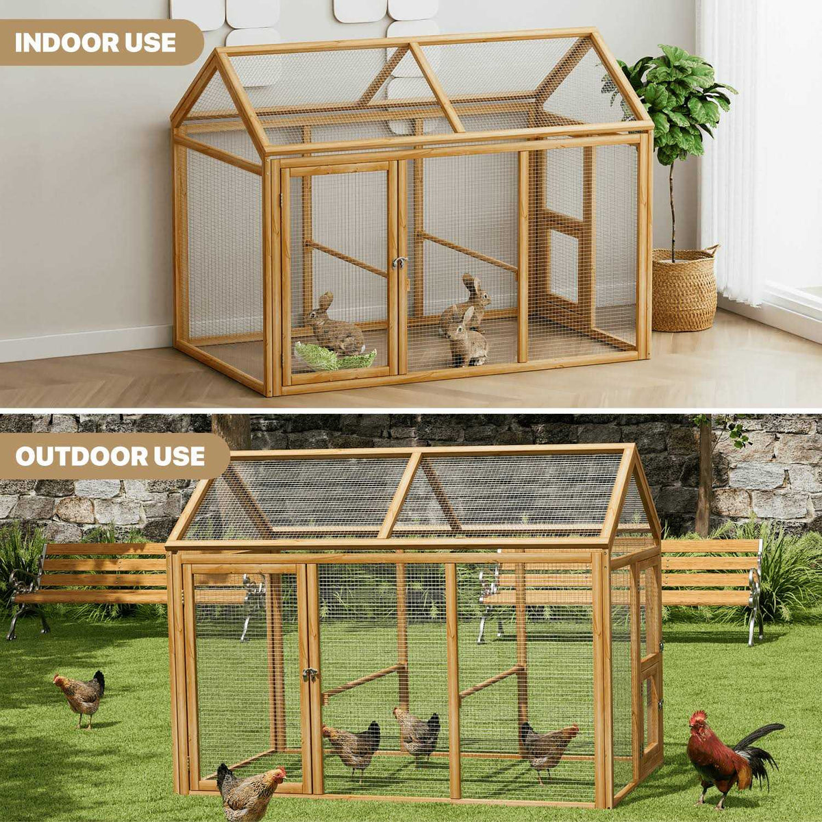Large Outdoor Chicken Coop with Roosting Rods W478