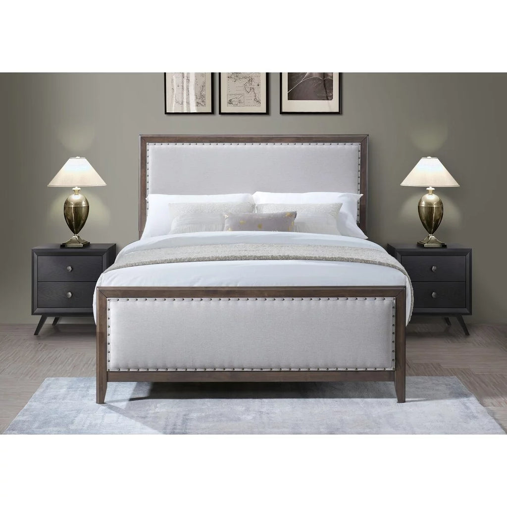 Natural Solid Wood Upholstered Adjustable Platform Bed Queen T631716