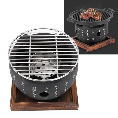 Mini Portable Round Aluminum Alloy Charcoal Hibachi Grill W27296
