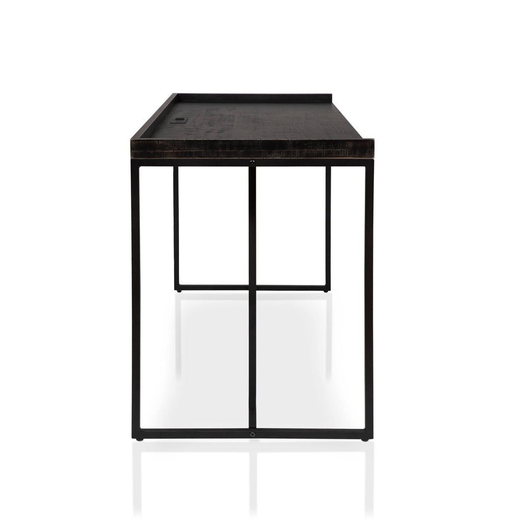 Black Industrial Computer Desk with USB Port V129