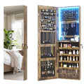47.2" LED Grey Jewelry Mirror Cabinet with 4 Drawers 5 Shelves A373306