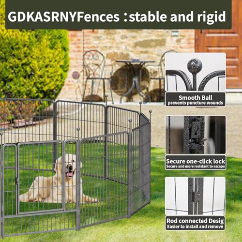 Silver Gray 8 Panels 32 inch Heavy Duty Folding Dog Playpen with Door Z388667