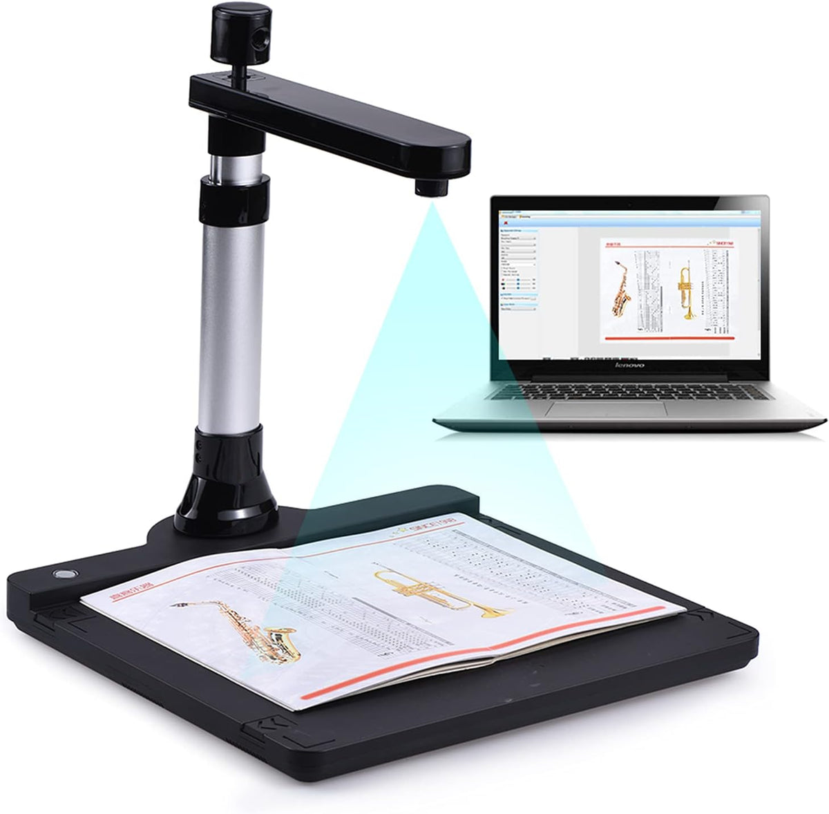 Adjustable Dual Lens Document Scanner with OCR Function LED Light A93401