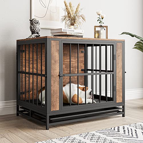 Metal and Wooden Dog Crate with 3 Doors Q873