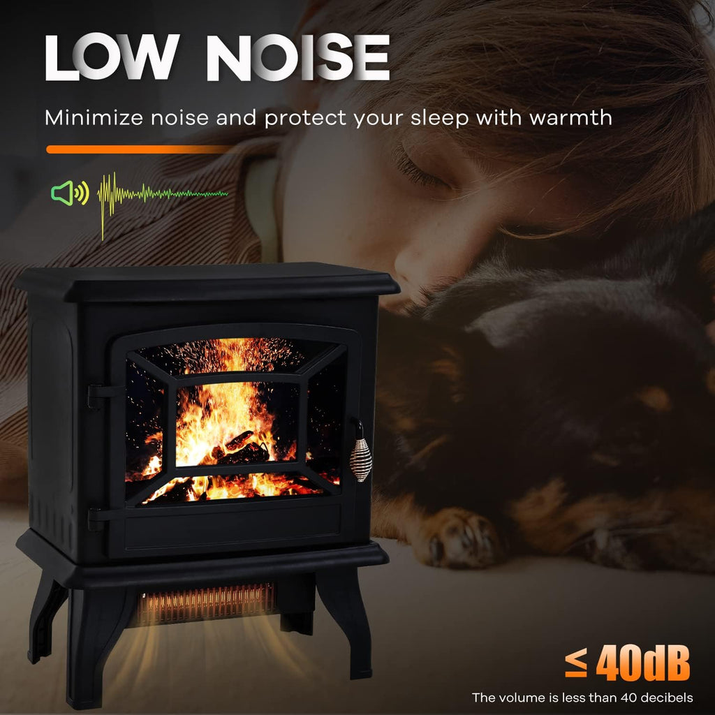 Black Electric Fireplace Heater 3D Flames Freestanding TV Stand U685
