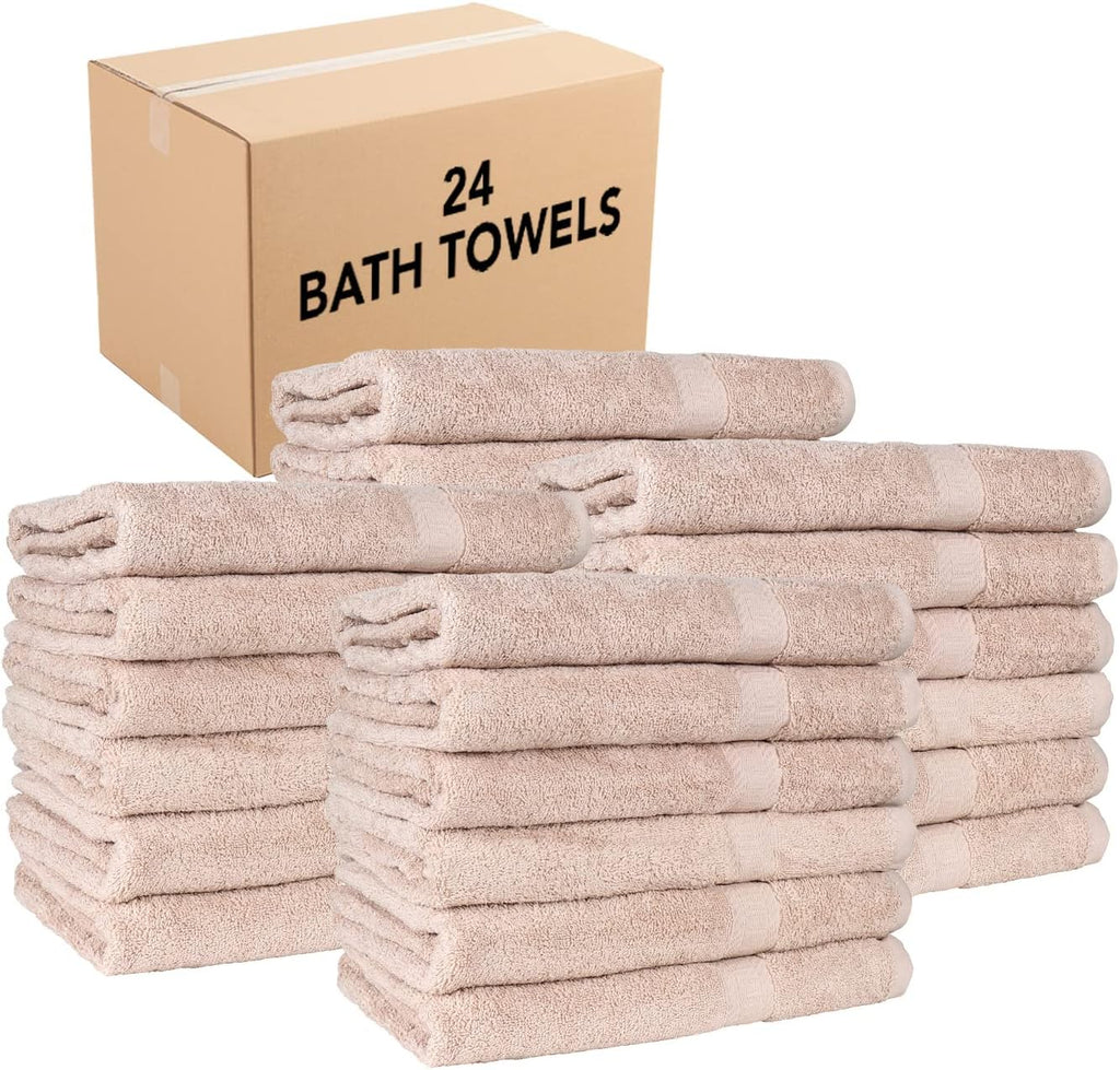 Beige Bath Towels 25x52 24 Pack T900