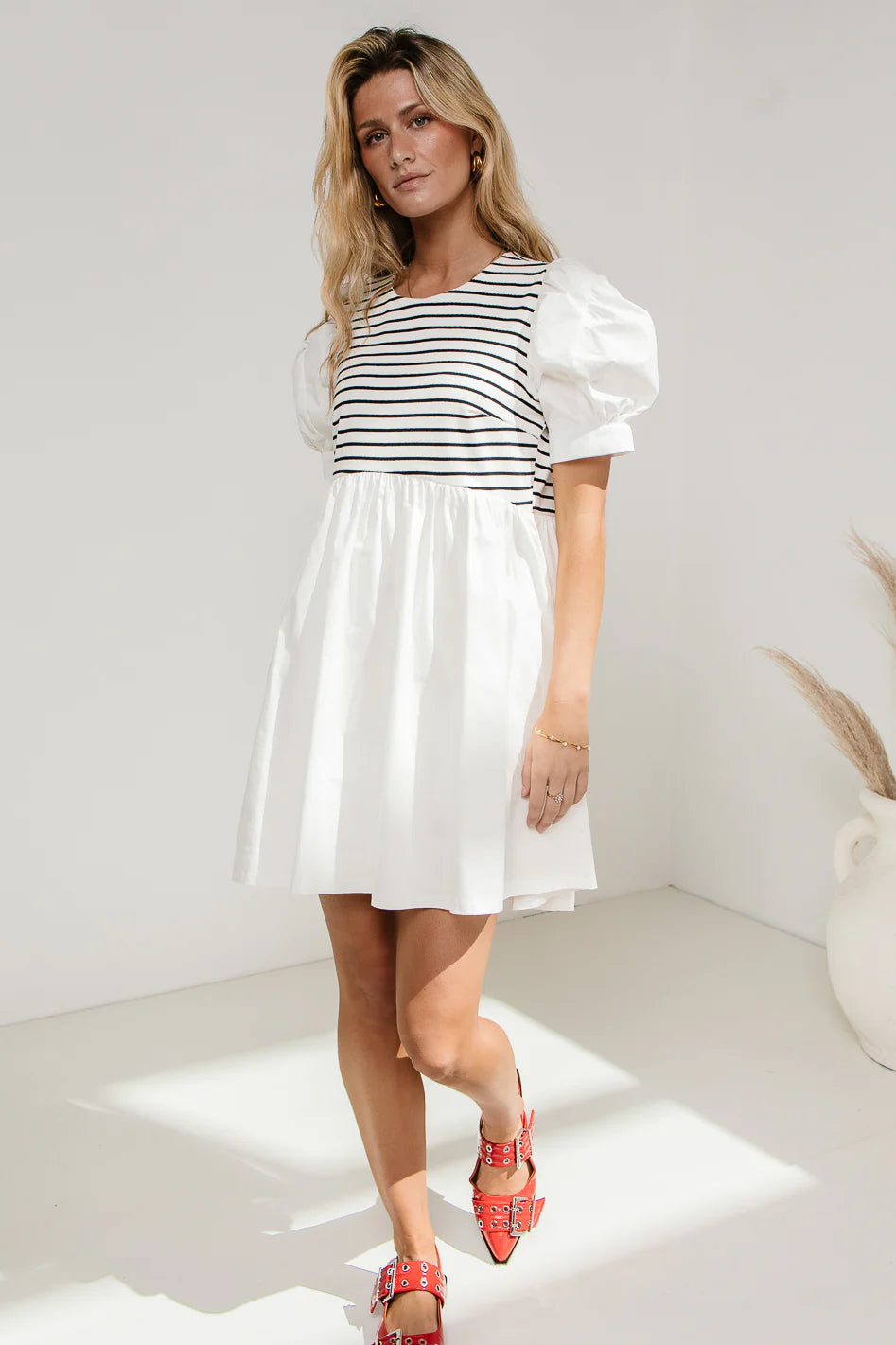 Puff Sleeve Mini Dress G6863