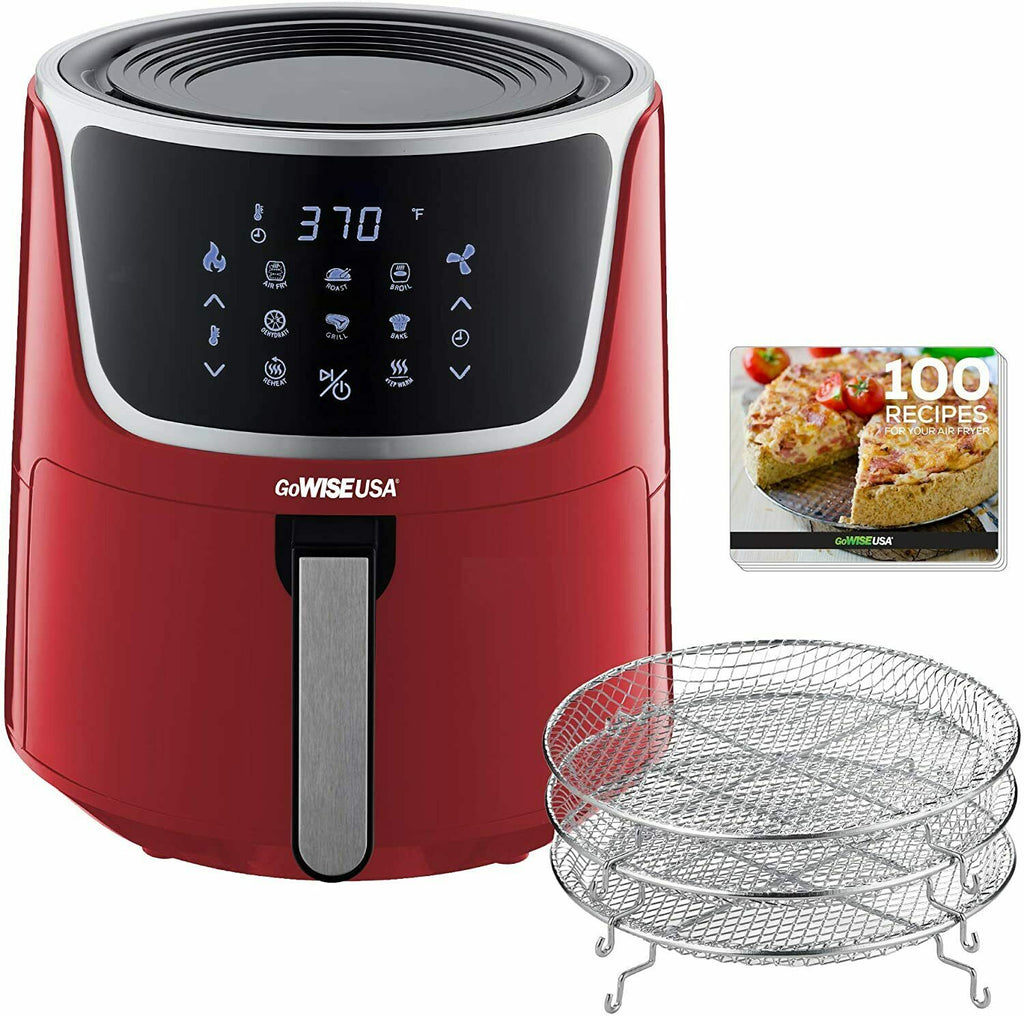 7-Qt. Extra Large Electric Air Fryer with Dehydrator Red E5911