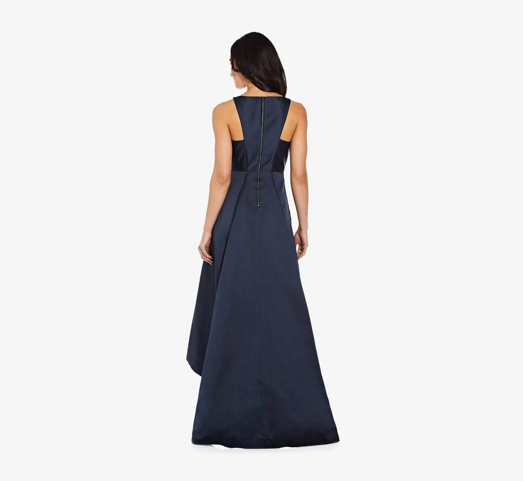 Navy High Low Mikado Gown B75228