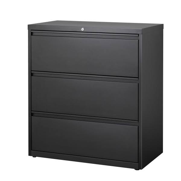 36x22D Lateral 3-Drawer Metal File Cabinet, Black N8823