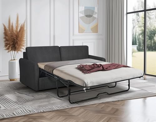 86.6" Queen Sleeper Sofa with Pullout Bed in Dark Grey Y77742
