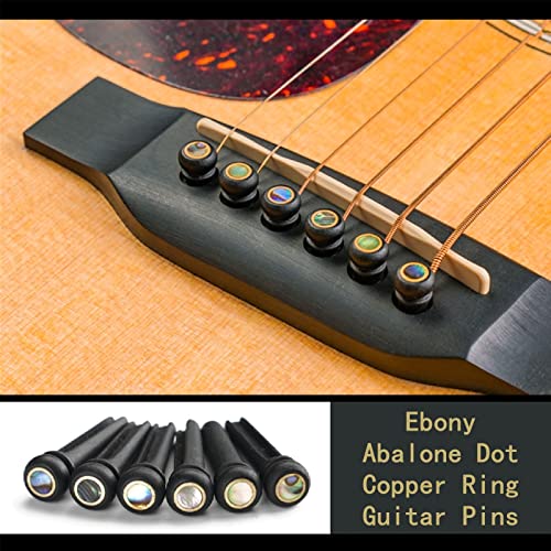 Acoustic Guitar Bone Bridge Saddle with 6pcs Abalone Dot Bridge Pins and Pins Puller D8199