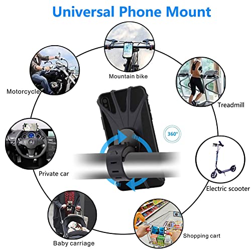 2 Pack Universal Bike Phone Mounts, 360 Rotation Silicone Holders T70223