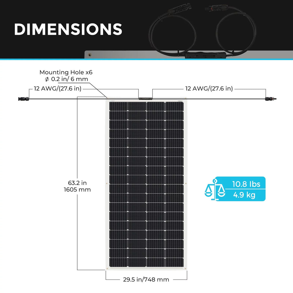 200 Watt 12 Volt Flexible Monocrystalline Solar Panel S258
